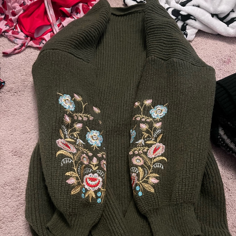 floral green cardigan fairy core